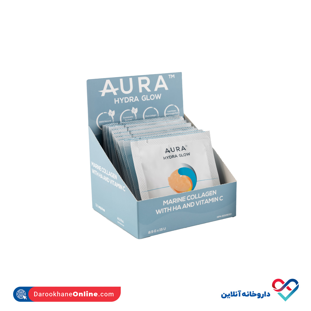 aura-hydra-glow-15-sachet-1.jpg ساشه کلاژن هیدرا گلو اورا 15 عددی - Image 1
